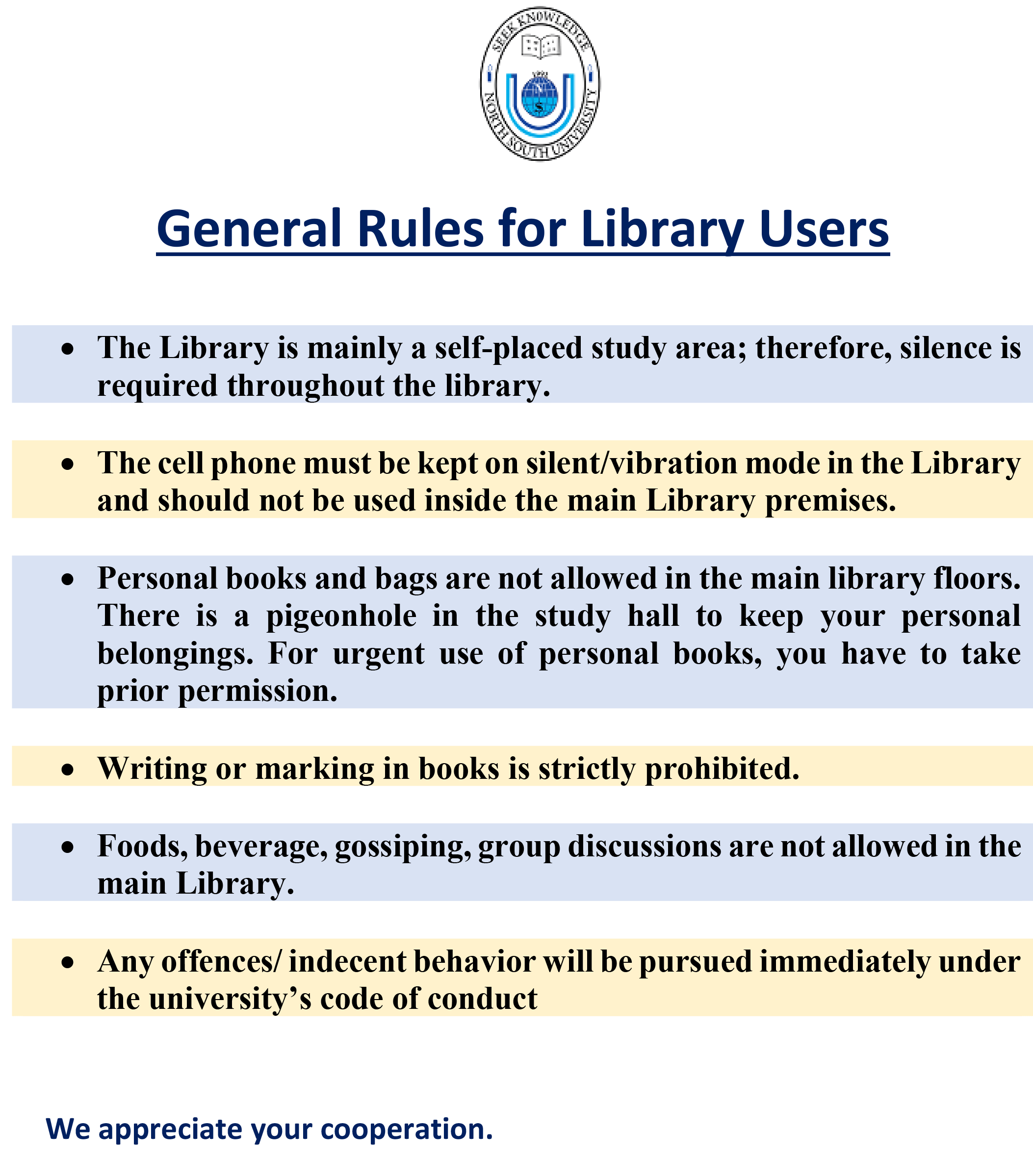 General Rules for NSU Library Users - NSU Library