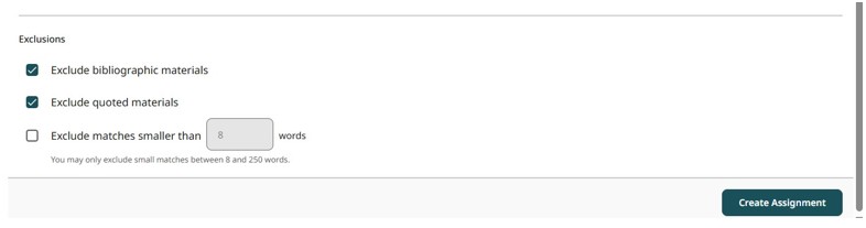 Turnitin - Assignment Settings 3