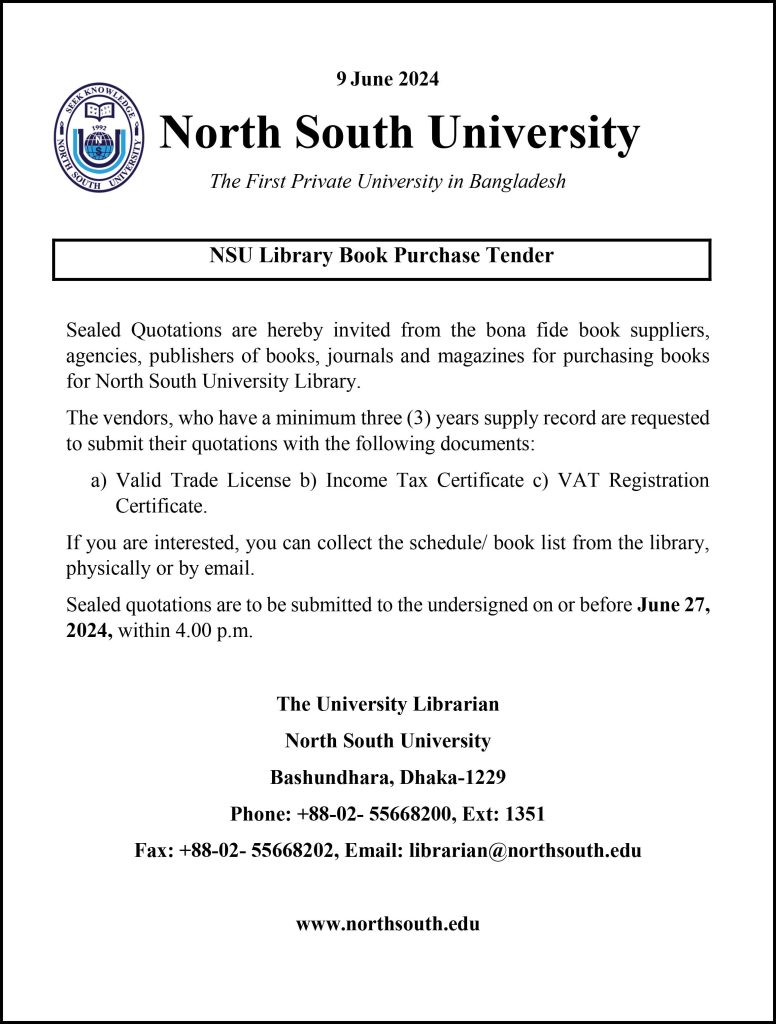 Library Book Tender Example.pdf NSU Library Book Purchase Tender - June, 2024 - NSU Library