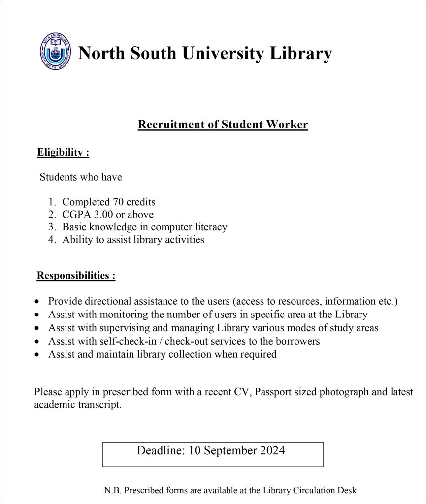 Student Worker Recruitment Notice 2024 (Deadline: 10 September 2024 ...