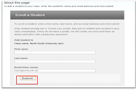 Turnitin - Enroll Student