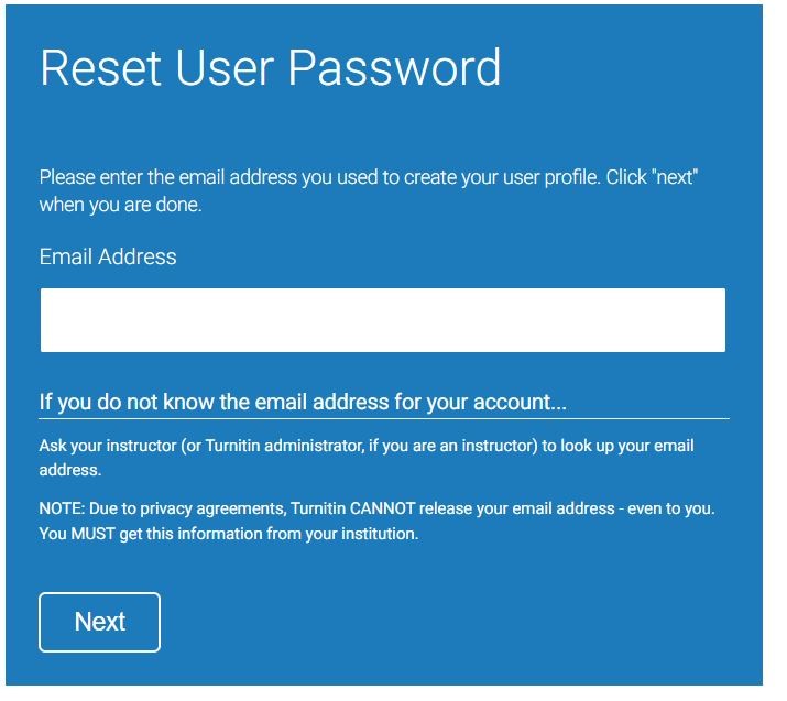 Turnitin - Reset Password